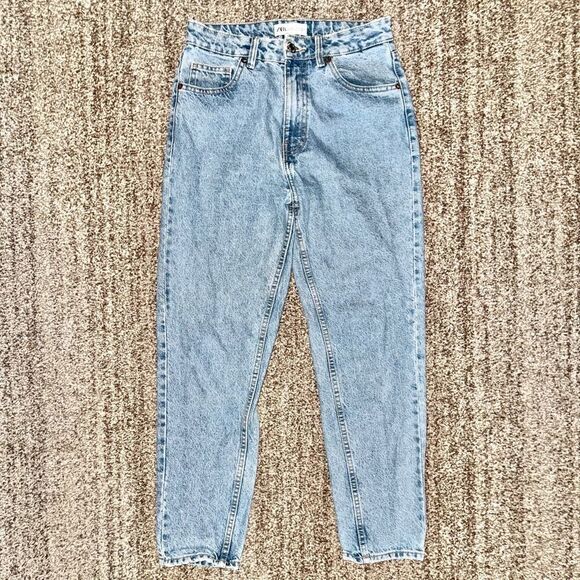 ZARA Women's Mid Rise Light Denim Blue Relaxed Jeans Size 4 - Picture 6 of 12